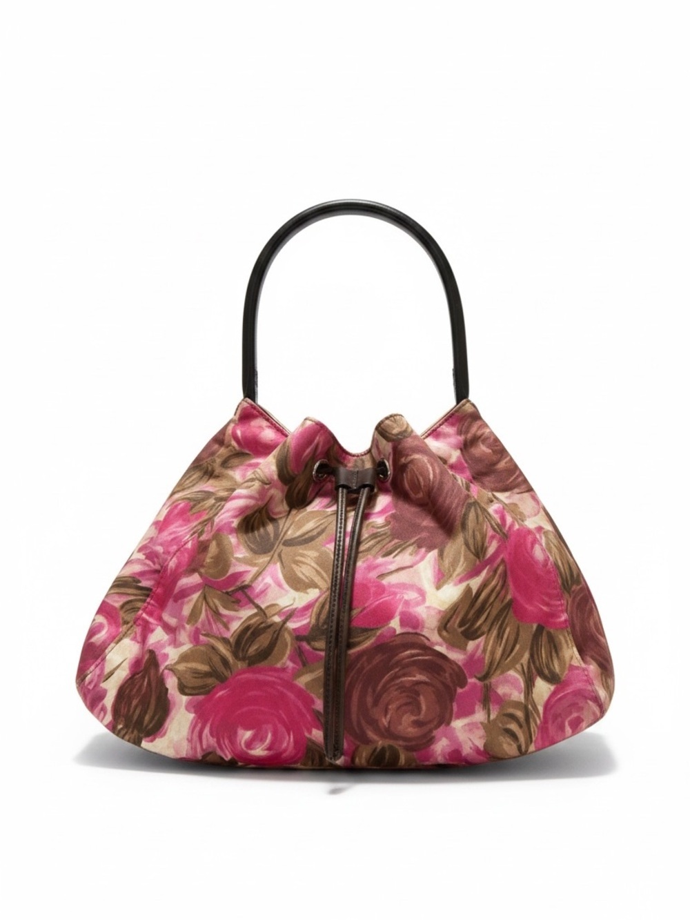 Kate Spade Printed Leather Floral Pink Brown Drawstring Tote Bag